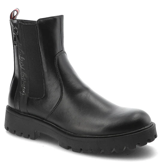 Zdjęcie produktu Botki damskie Tommy Hilfiger, cholewka ze skóry naturalnej elastyczne wstawki po bokach wsuwana konstrukcja, black, T3A5-32390-1355999