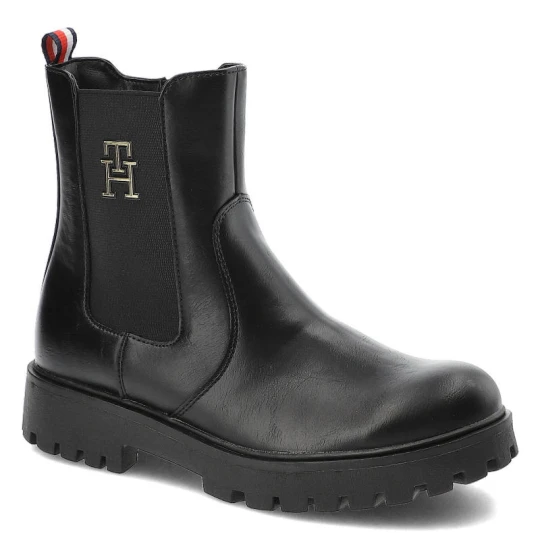 Zdjęcie produktu Czarne Botki Tommy Hilfiger Modne Buty Damskie