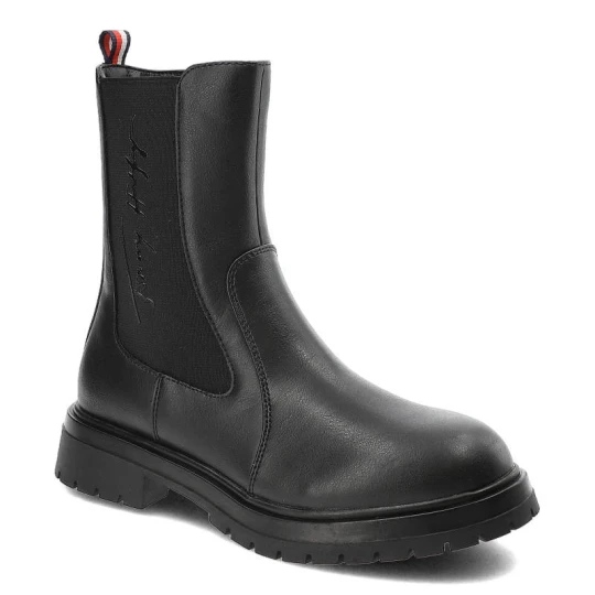 Zdjęcie produktu Czarne Botki Tommy Hilfiger Modne Buty Damskie