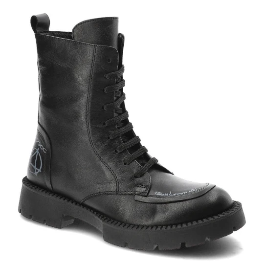 Zdjęcie produktu Czarne Botki Venezia Eleganckie Ocieplane Buty Damskie