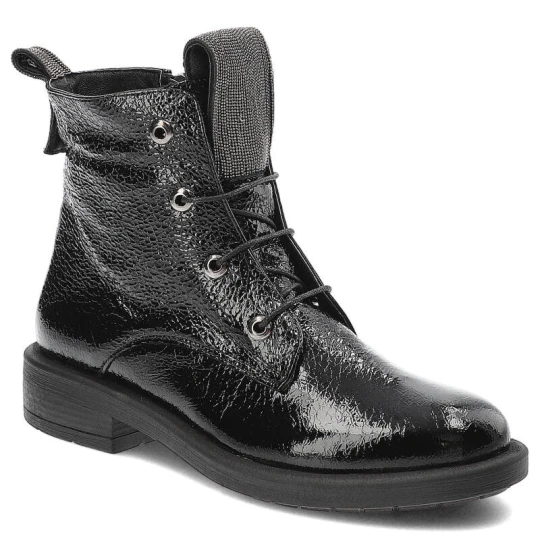 Zdjęcie produktu Czarne Botki Venezia Skórzane Buty Damskie