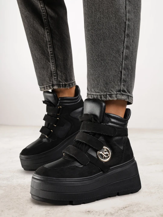 Zdjęcie produktu Czarne Botki Vices w Stylu Sneakersów na Platformie Afirriva