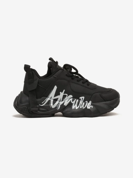 Zdjęcie produktu Czarne Buty Sportowe Sneakersy na Grubej Tłoczonej Podeszwie Ozdobione Napisem Celestira