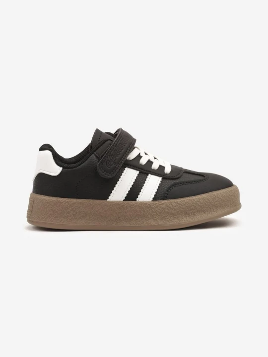 Zdjęcie produktu Czarne Buty Sportowe Sneakersy Tenisówki ze Skórzaną Wkładką i Paskami Felresil
