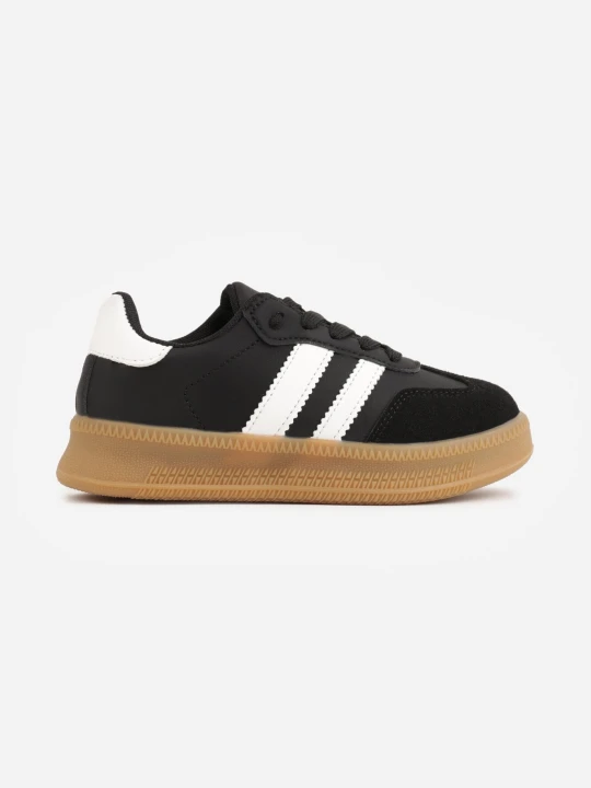 Zdjęcie produktu Czarne Buty Sportowe Sneakersy w Stylu Retro z Szerokim Noskiem Shaima