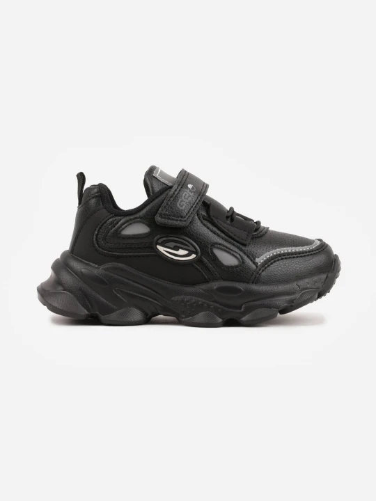 Zdjęcie produktu Czarne Buty Sportowe Sneakersy z Napisem i Geometrycznym Motywem Fraile Gelteo
