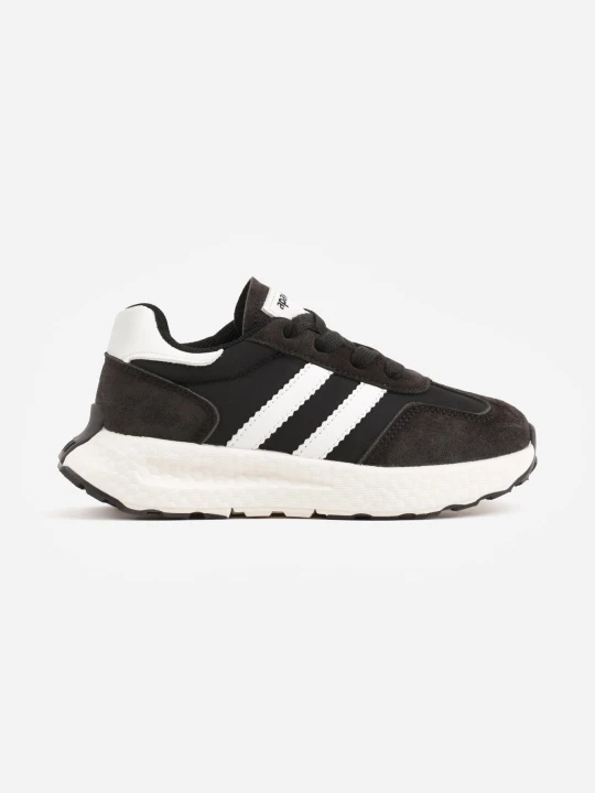 Zdjęcie produktu Czarne Buty Sportowe Sneakersy z Zapięciem na Rzep ze Skórzaną Wkładką Myrietara Apawwa
