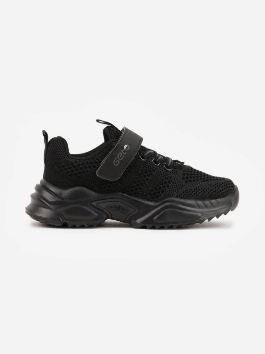 Zdjęcie produktu Czarne Buty Sportowe Sneakersy ze Skórzaną Wkładką i Geometrycznym Wzorem Dephiera Gelteo