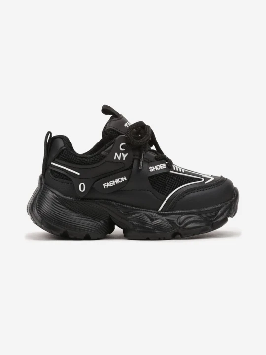 Zdjęcie produktu Czarne Buty Sportowe Sneakersy ze Skórzaną Wkładką i Napisem Rivreti Tom.m