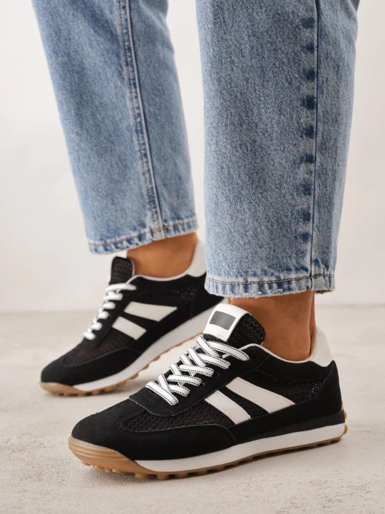 Zdjęcie produktu Czarne Casualowe Sneakersy z Siateczkowymi Wstawkami Kassadina Sport