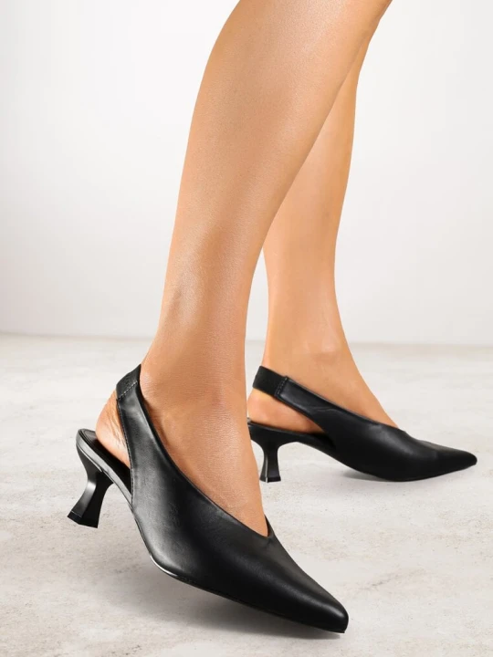 Zdjęcie produktu Czarne Czółenka Sandały Vices na Kaczuszce Typu Slingback Liluriela