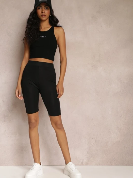 Zdjęcie produktu Czarne Dopasowane Szorty Biker z Gumką w Talii Netisa Daysie