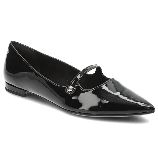 Zdjęcie produktu Czarne Eleganckie Baleriny Lakierowane Obuwie Damskie Tamaris