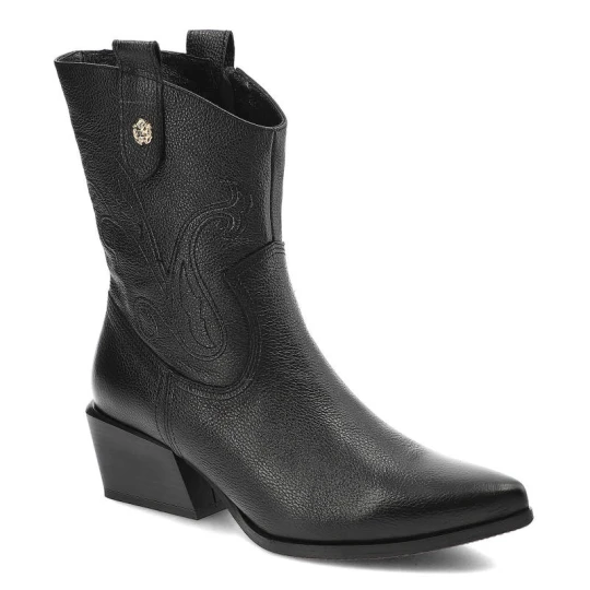 Zdjęcie produktu Czarne Eleganckie Botki Karino Na Obcasie