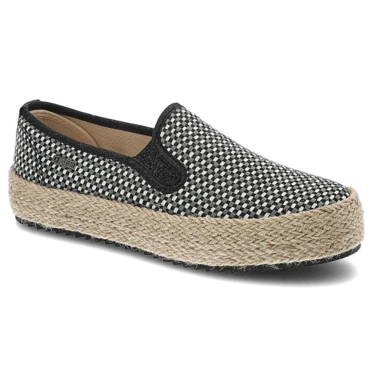 Zdjęcie produktu Espadryle damskie Big Star, wsuwane na platformie z plecioną podeszwą, czarne, JJ274395