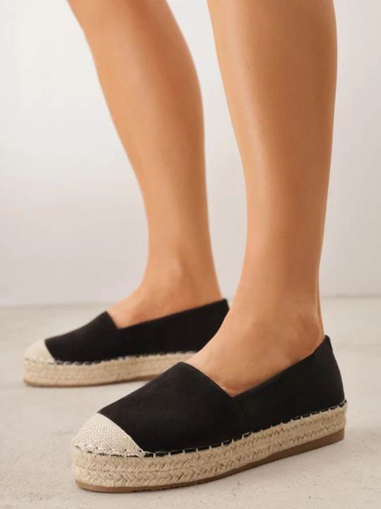 Zdjęcie produktu Czarne Espadryle na Plecionej Podeszwie Sirelora Vices