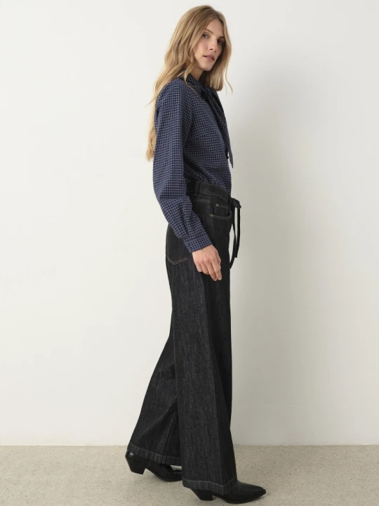 Zdjęcie produktu Czarne jeansowe spodnie wide leg Greenpoint
