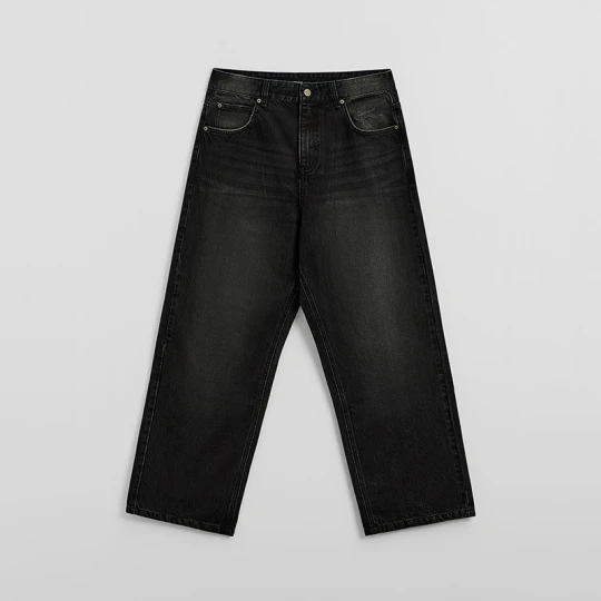 Zdjęcie produktu Czarne jeansy baggy fit z nadrukiem w stylu tribal House