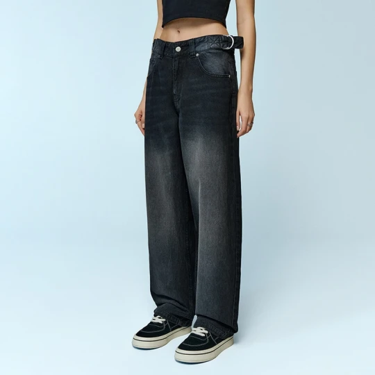 Zdjęcie produktu Czarne jeansy baggy fit z regulacją House