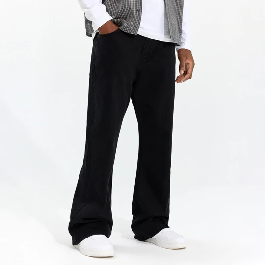 Zdjęcie produktu Czarne jeansy baggy flare fit House