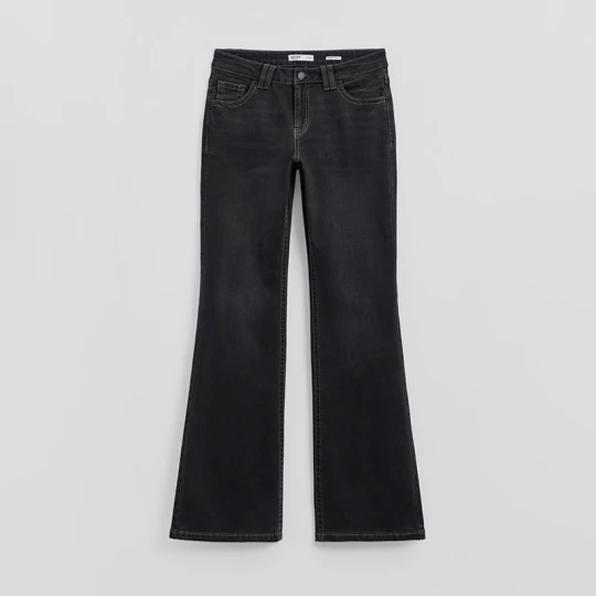 Zdjęcie produktu Czarne jeansy bootcut z gotyckimi kieszeniami House