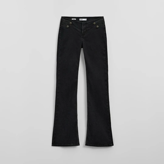 Zdjęcie produktu Czarne jeansy bootcut z guzikami w stylu napoleona House
