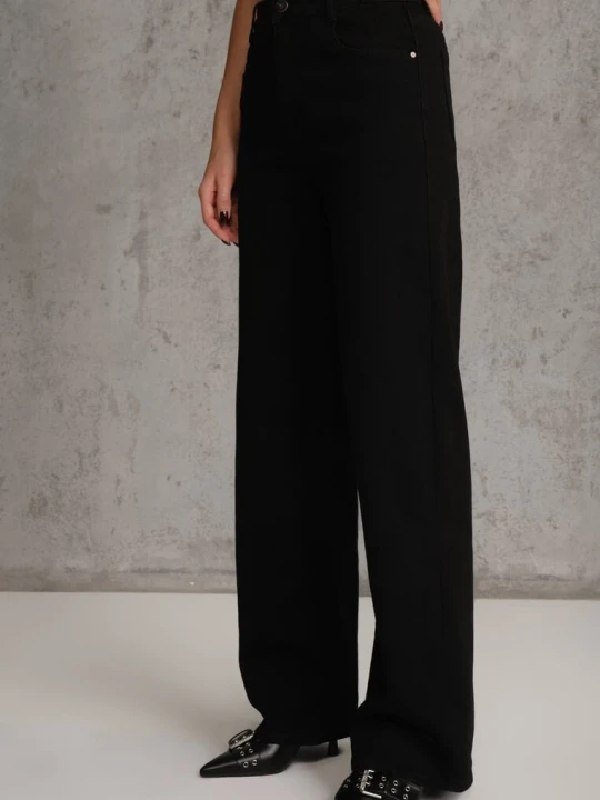 Zdjęcie produktu Czarne Jeansy High Waist z Szeroką Nogawką Riloresa Daysie