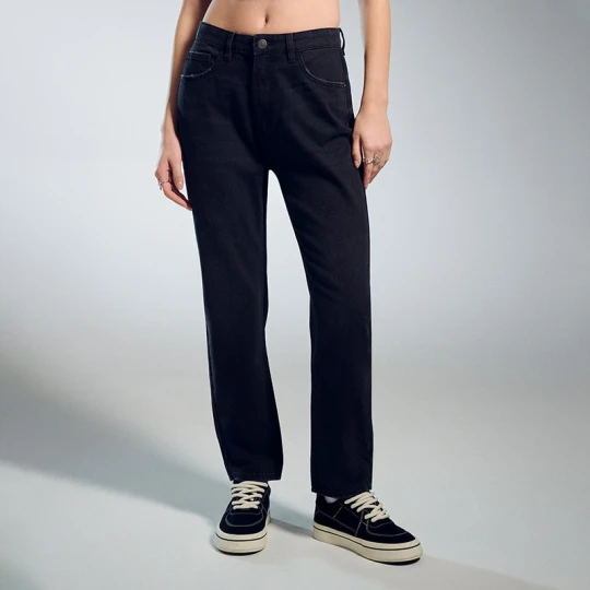 Zdjęcie produktu Czarne jeansy mom fit z wysokim stanem House