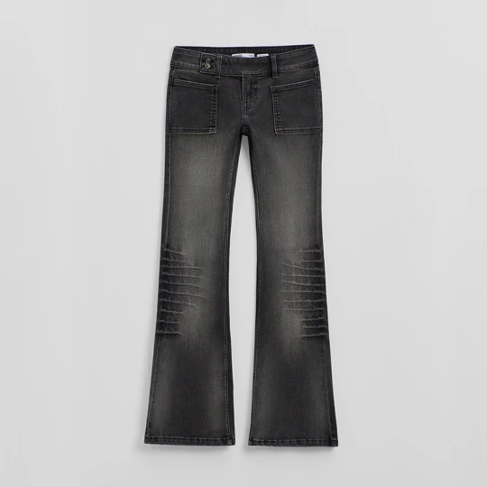Zdjęcie produktu Czarne jeansy o kroju bootcut z efektem zagnieceń House