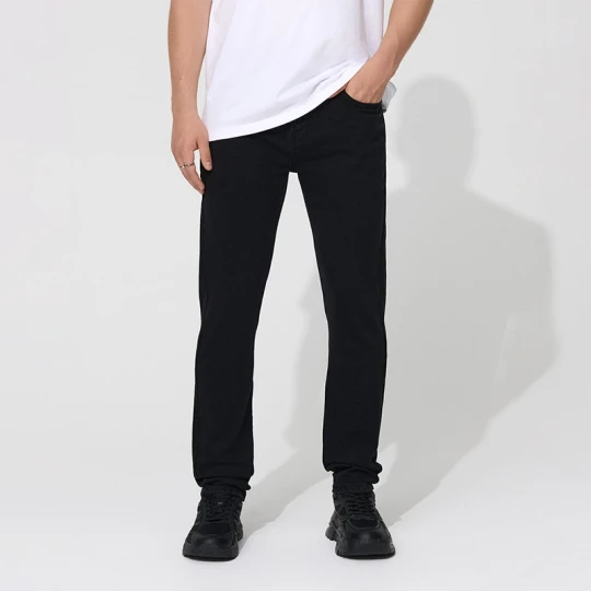 Zdjęcie produktu Czarne jeansy slim fit z efektem sprania House