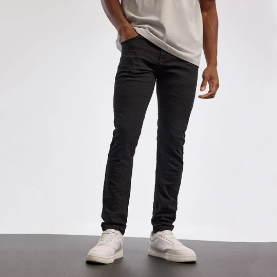 Zdjęcie produktu Czarne jeansy slim fit z efektem sprania House
