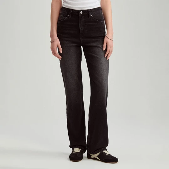 Zdjęcie produktu Czarne jeansy straight fit z wysokim stanem House