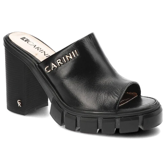 Zdjęcie produktu Czarne Klapki Carinii Eleganckie Skórzane Buty