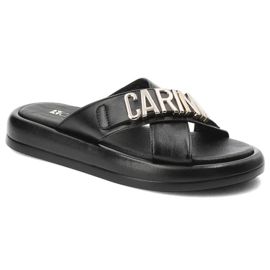Zdjęcie produktu Czarne Klapki Carinii Modne Buty Damskie