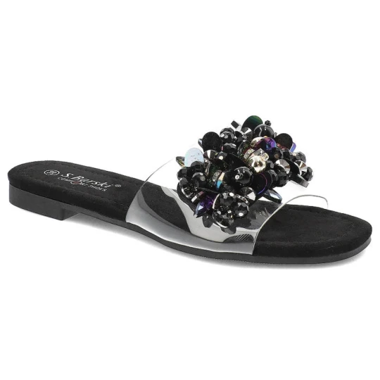 Zdjęcie produktu Czarne Klapki S.Barski Eleganckie Płaskie Buty