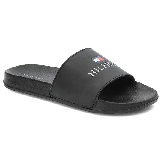 Zdjęcie produktu Czarne Klapki Tommy Hilfiger Modne Buty Na Lato