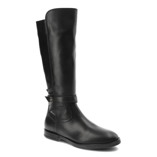 Zdjęcie produktu Czarne Kozaki Damskie Tommy Hilfiger Eleganckie Skórzane Buty