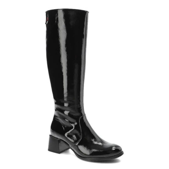 Zdjęcie produktu Czarne Kozaki Lemar Eleganckie Buty Na Obcasie