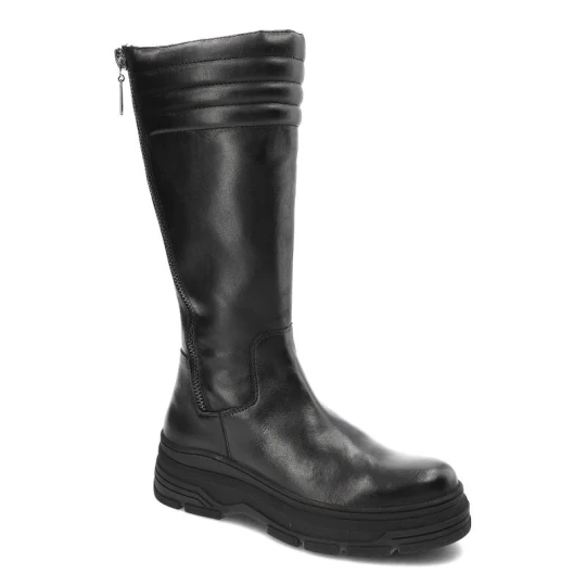 Zdjęcie produktu Czarne Kozaki Marco Tozzi Wygodne Skórzane Buty Damskie