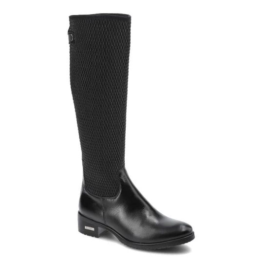 Zdjęcie produktu Kozaki damskie Simen, na płaskim obcasie ze skóry naturalnej eleganckie, Sandro-04, 8267 czarny