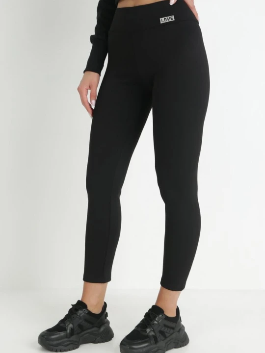 Zdjęcie produktu Czarne Legginsy z Gumką w Pasie Agathousa Glo-story