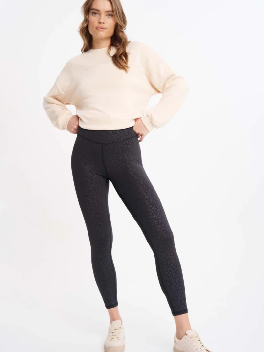 Zdjęcie produktu Czarne legginsy z nadrukiem w panterkę Greenpoint szary
