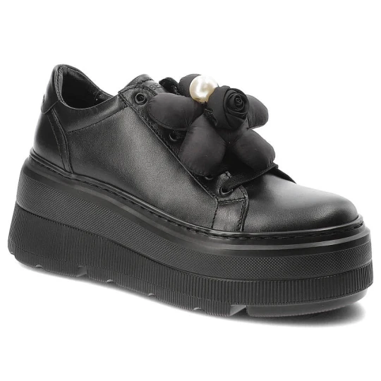 Zdjęcie produktu Czarne Modne Sneakersy Chebello Eleganckie Obuwie Na Platformie