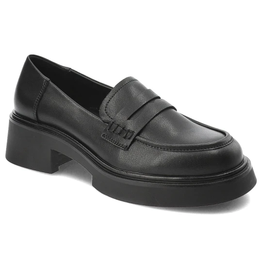 Zdjęcie produktu Czarne Mokasyny S.Barski Eleganckie Wsuwane Obuwie Damskie