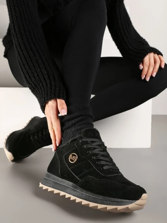 Zdjęcie produktu Czarne Ocieplane Sneakersy na Platformie Appopis Vices