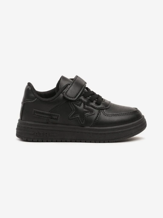 Zdjęcie produktu Czarne Płaskie Buty Sportowe Sneakersy ze Sznurowaniem i Gwiazdką Sialina