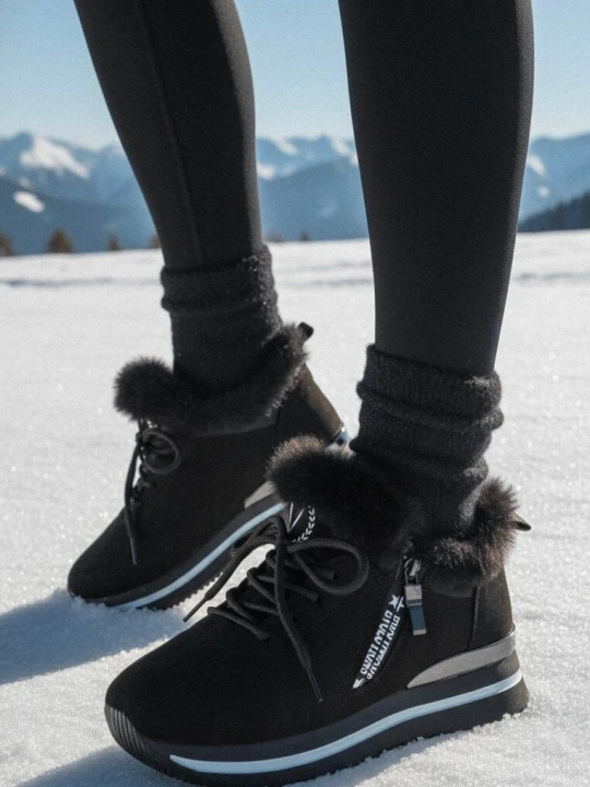 Zdjęcie produktu Czarne Płaskie Sneakersy Ozdobione Futerkiem i Napisem Tarvina Vices