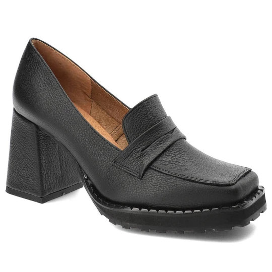 Zdjęcie produktu Czarne Półbuty Exquisite Eleganckie Skórzane Buty Damskie