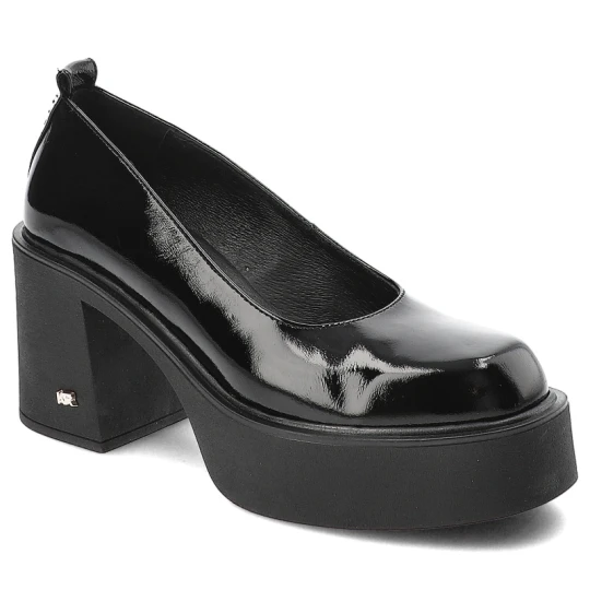 Zdjęcie produktu Czarne Półbuty Karino Eleganckie Lakierowane Obuwie Damskie