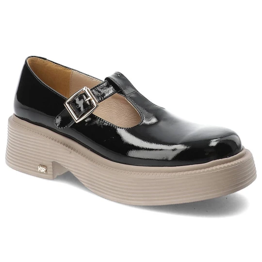 Zdjęcie produktu Czarne Półbuty Karino Eleganckie Skórzane Buty